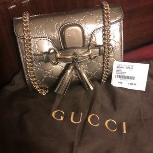 Auth. Gunmetal Mini Emily Chain Purse